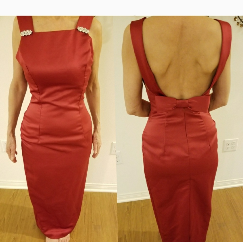 SOLD! Formal burgundy dress with accessories